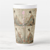Tasse Latte "Spring at Dawn" Japanese Cat in Kimono Art (Devant)