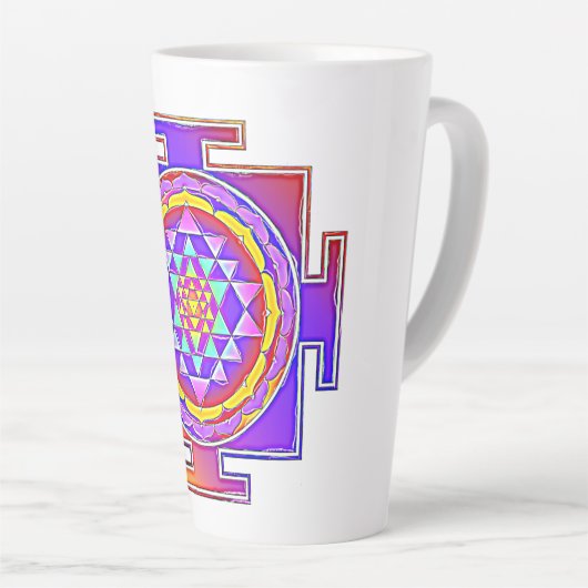 Tasse Latte Sri Yantra - Symbole hindouiste Design 1 (Angle droit)