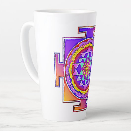 Tasse Latte Sri Yantra - Symbole hindouiste Design 1 (Angle gauche)