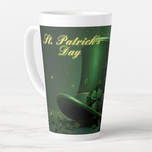 Tasse Latte St. Patrick’s Day Hat and Shamrock Design (Angle gauche)