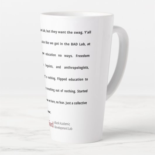 Tasse Latte Stanford BAD Lab - Poème de groupe (Angle droit)