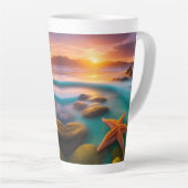 Tasse Latte Starfish sur la plage à Dawn (Angle droit)