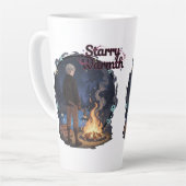 Tasse Latte Starry Warmth - Lumberjack Anime Boy by Campfire (Angle gauche)