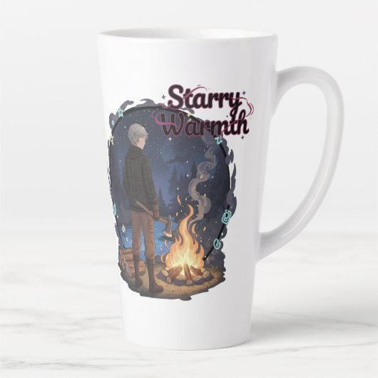 Tasse Latte Starry Warmth - Lumberjack Anime Boy by Campfire (Droite)