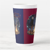 Tasse Latte Starry Warmth - Lumberjack Anime Boy by Campfire (Devant)