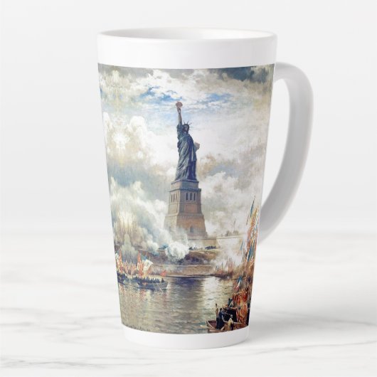 Tasse Latte Statue de New York du port de la Liberté drapeaux  (Angle droit)