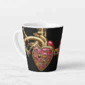 Tasse Latte Steampunk Coeur Anatomique rubis et engrenages (Angle gauche)