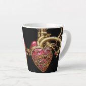 Tasse Latte Steampunk Coeur Anatomique rubis et engrenages (Angle droit)
