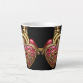 Tasse Latte Steampunk Coeur Anatomique rubis et engrenages (Devant)