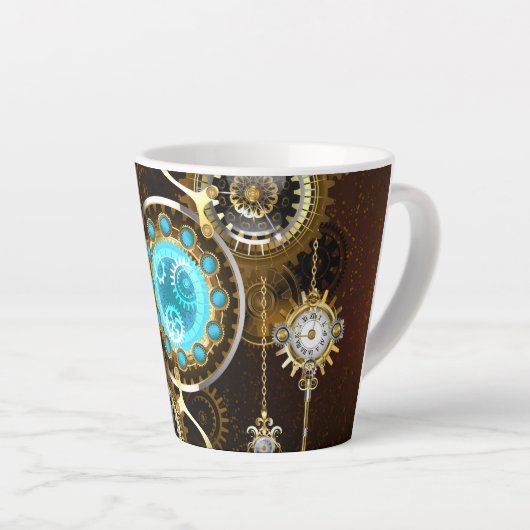 Tasse Latte Steampunk Rusty Background (Angle droit)