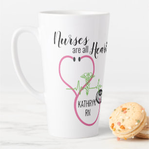 Tasse Latte Stethoscope Rose EKG Les Infirmières Sont Tous No