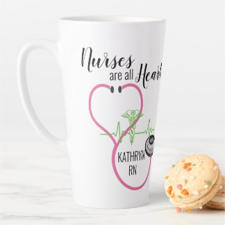 Tasse Latte Stethoscope Rose EKG Les Infirmières Sont Tous Nom