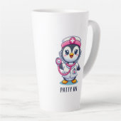 Tasse Latte Stethoscope rose Infirmier pinguin mignon personna (Angle droit)