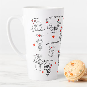 Tasse Latte Stick Figure Art fête des mères