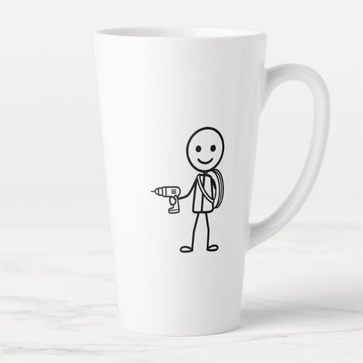 Tasse Latte Stickmen At Work - L'Électricien (Droite)