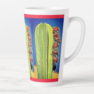Tasse Latte Stocker les cactus de tuyaux dans la boue latte en