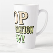 Tasse Latte "STOP MISINFORMATION" Mignonne conception. Command (Droite)