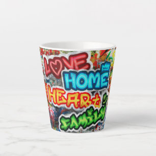 Tasse Latte Streetart Graffiti Amour Maison Cœur Coloré Funky