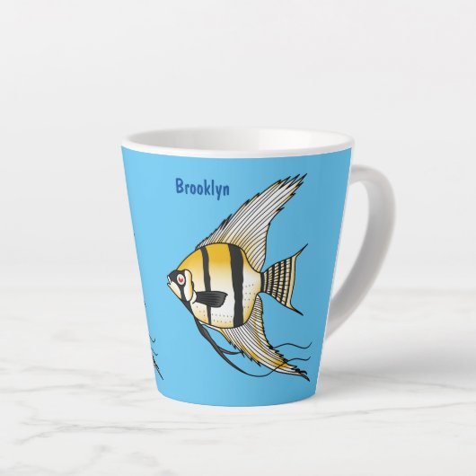 Tasse Latte Striped angelfish cartoon (Angle droit)