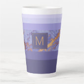 Tasse Latte Stripes Marbre Monogramme violet/Or ID670 (Devant)