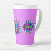 Tasse Latte Style Art Nouveau Vitrage Peacock Plumes (Angle droit)