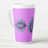 Tasse Latte Style Art Nouveau Vitrage Peacock Plumes (Angle gauche)