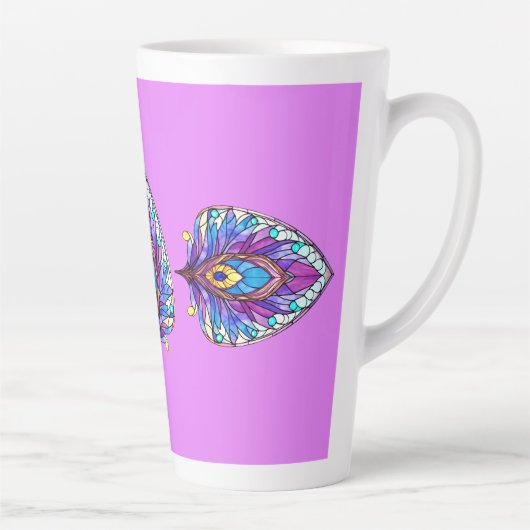 Tasse Latte Style Art Nouveau Vitrage Peacock Plumes (Droite)