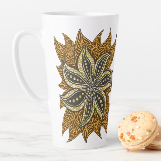 Tasse Latte Style Batik Floral Abstrait africain (En situation)