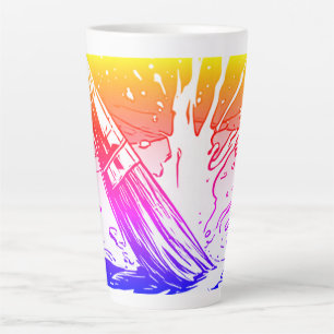 Tasse Latte Style de brosse graphique coloré Éclaboussure de p