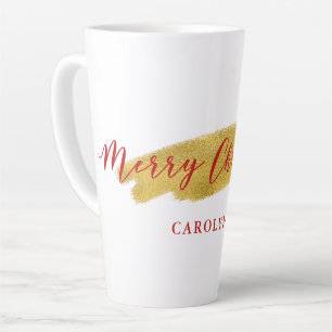 Tasse Latte Style Gold Foil Joyeux Noël Typographie