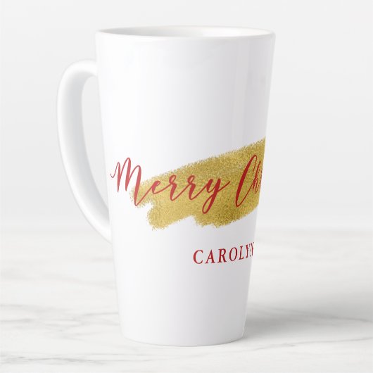 Tasse Latte Style Gold Foil Joyeux Noël Typographie (Angle gauche)