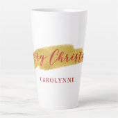 Tasse Latte Style Gold Foil Joyeux Noël Typographie (Devant)