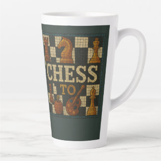 Tasse Latte style mosaïque d'échecs,