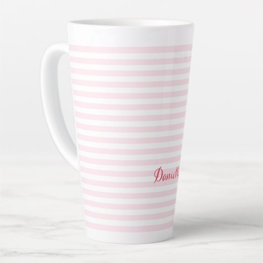 Tasse Latte Style rose moderne Élégante Typographie Monogramme (Angle gauche)