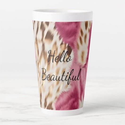 Tasse Latte Stylish Girly Rose White Gold Zebra (Devant)