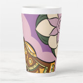 Tasse Latte Stylized Axe and Flower Design (Devant)