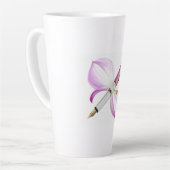 Tasse Latte stylo blanc avec ruban rose (Angle gauche)