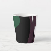 Tasse Latte Submersion : Noir Abstrait, Blanc, Violet & Vert (Devant)