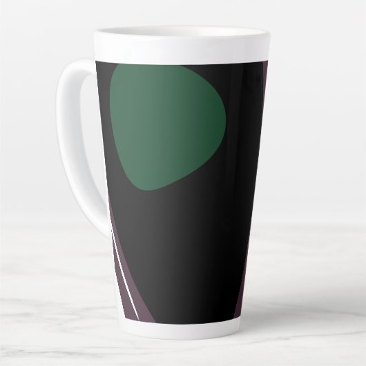 Tasse Latte Submersion : Noir Abstrait, Blanc, Violet & Vert (Angle gauche)
