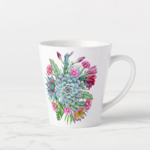 Tasse Latte Succulents Echeveria Cactus Fleurs