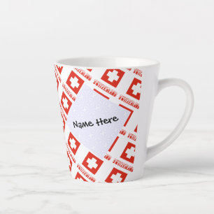 Tasse Latte Suisse Drapeau Suisse Personnalisé en Carreaux