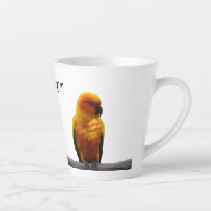 Tasse Latte Sun Conure Wildlife Art Nom personnalisé Animal