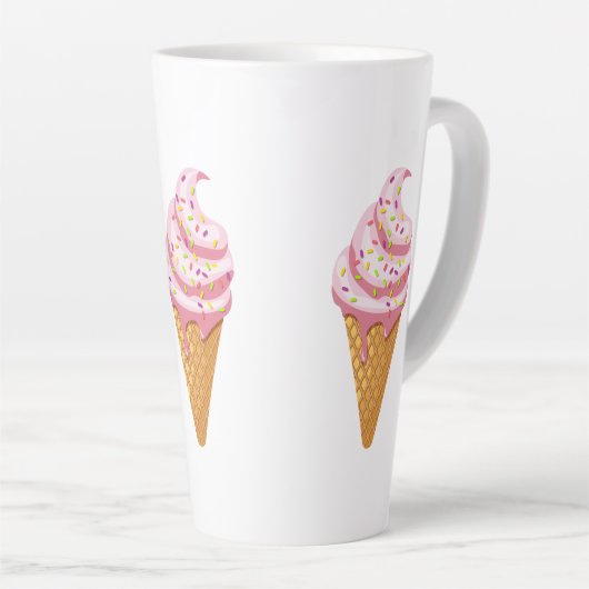 Tasse Latte sundae fraise en cône gaufre avec garniture (Angle droit)