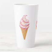 Tasse Latte sundae fraise en cône gaufre avec garniture (Devant)