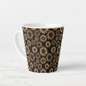 Tasse Latte Sunfleurs noir or élégant (Angle gauche)