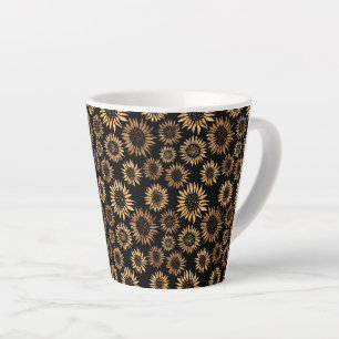 Tasse Latte Sunfleurs noir or élégant