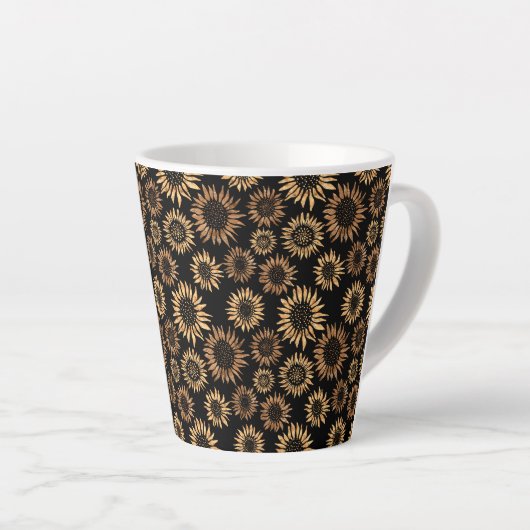 Tasse Latte Sunfleurs noir or élégant (Angle droit)