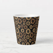 Tasse Latte Sunfleurs noir or élégant (Devant)