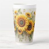 Tasse Latte Sunflower Bouquet Botanical Art (Devant)