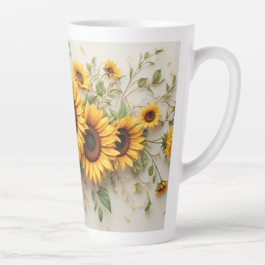 Tasse Latte Sunflower Bouquet Botanical Art (Droite)
